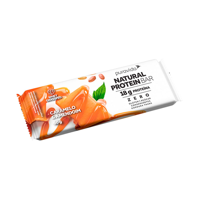 Natural Protein Bar Caramelo e Amendoim 60g - Pura Vida