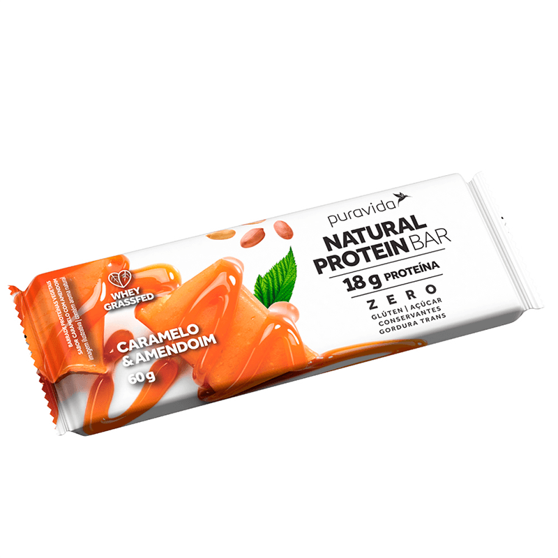 Natural Protein Bar Caramelo e Amendoim 60g - Puravida