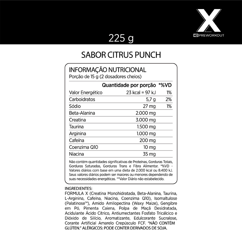 X HD Pre Workout Citrus Punch 225g - Atlhetica