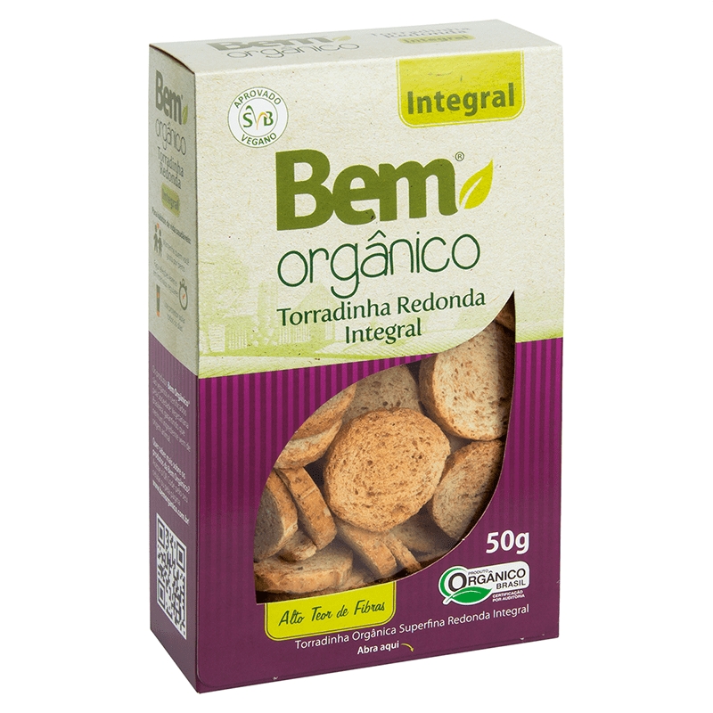 Torrada Integral Orgânica Redonda 50g - Bem Orgânico