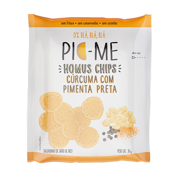 Homus Chips Cúrcuma e Pimenta Preta 30g - Pic-me