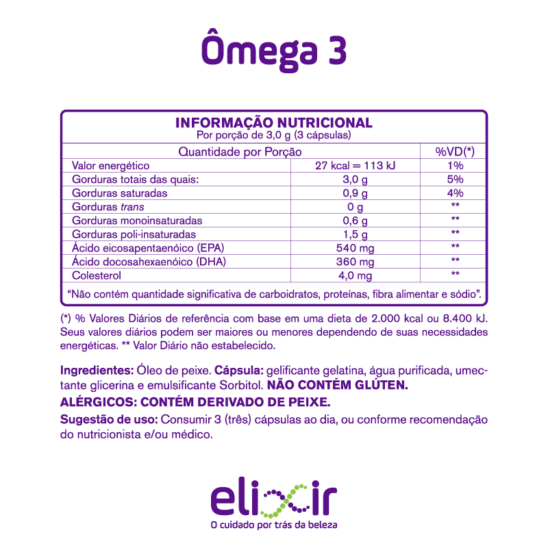 Ômega 3 Mundo Verde Elixir 1000mg 540mg  EPA e 360mg DHA 180caps