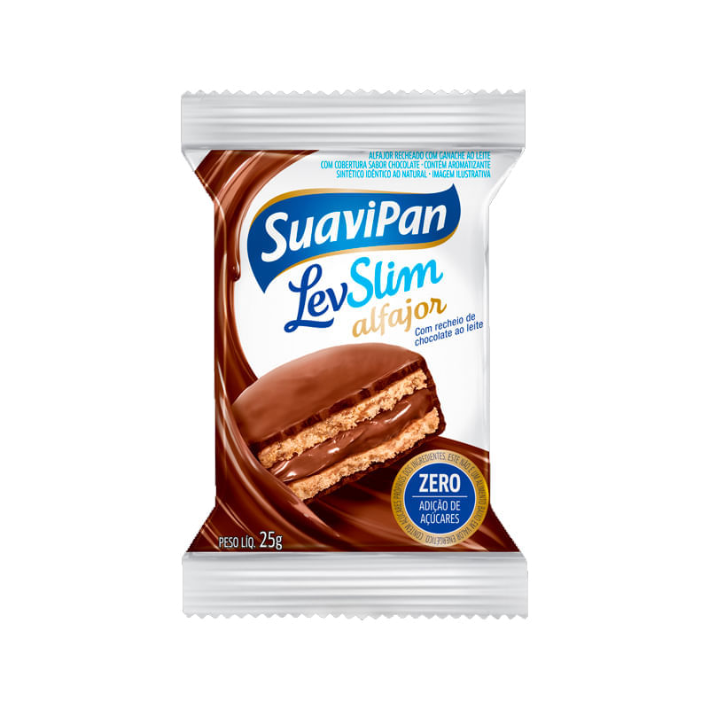 LevSlim Alfajor, Chocolate ao Leite Suavipan 25g