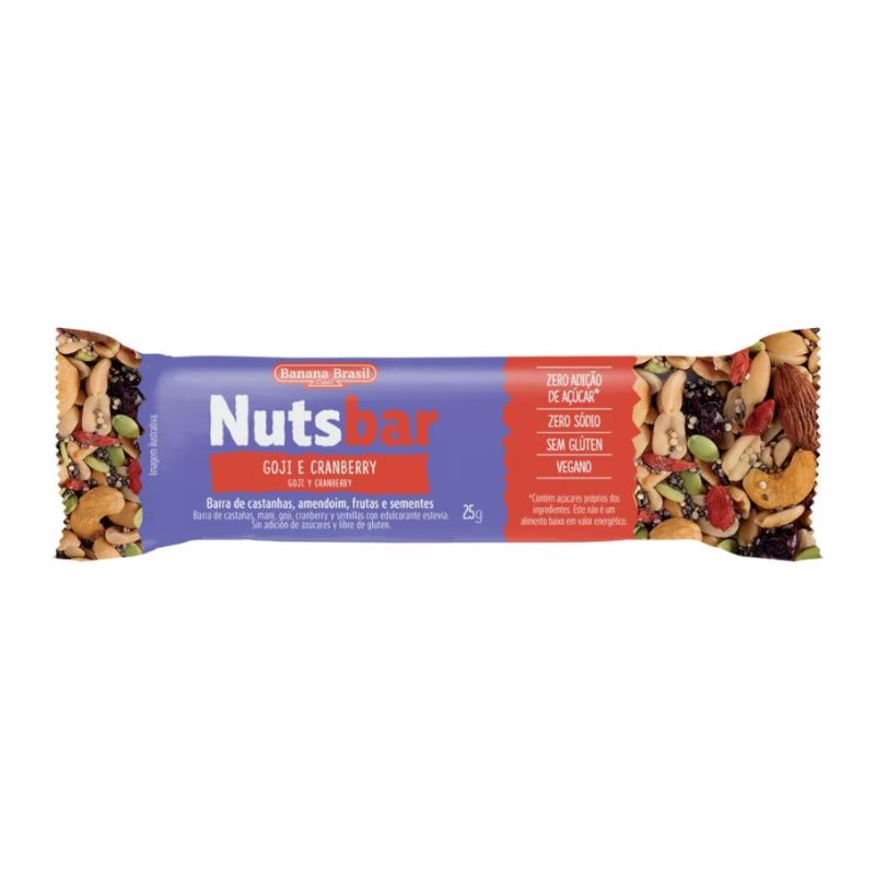 Nuts Bar Castanhas Goji Cranberry 25g - Banana Brasil