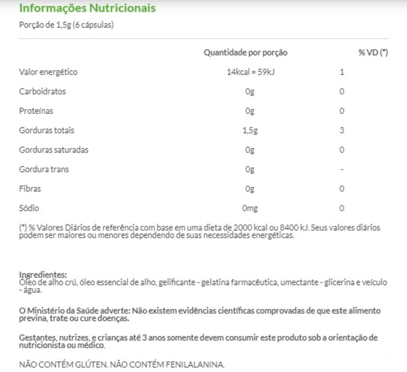 Óleo de Alho Cru 100 cápsulas - Naturalis