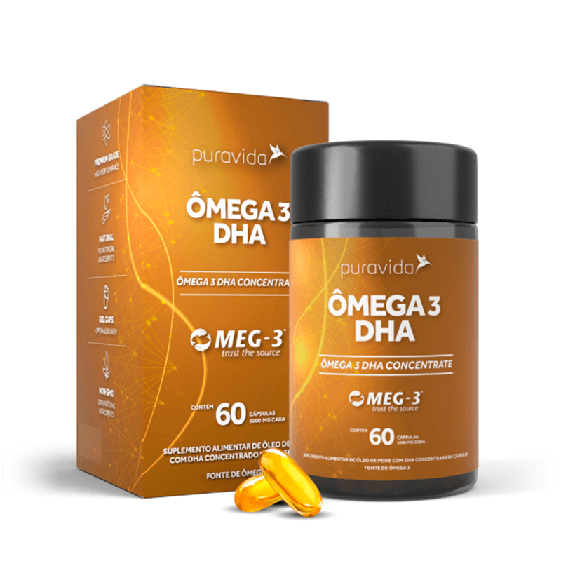 Ômega 3 DHA Concentrado Puravida 60cáps