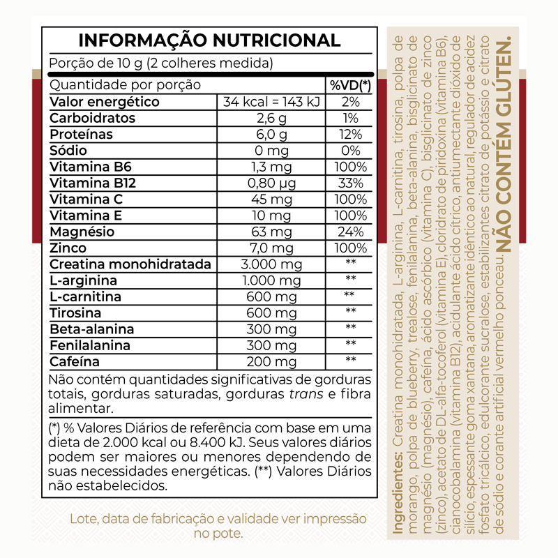 V-Fort Pré-Treino Frutas Vermelhas Vitafor 240g