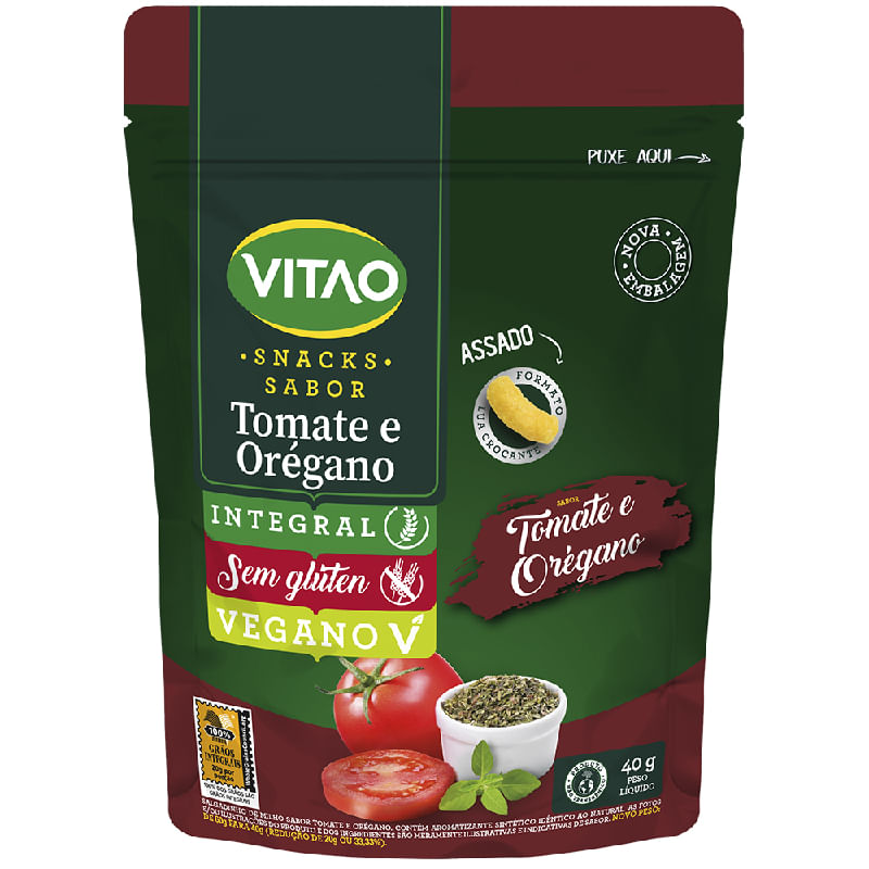 Snack Integral Tomate E Orégano Vitao 40g