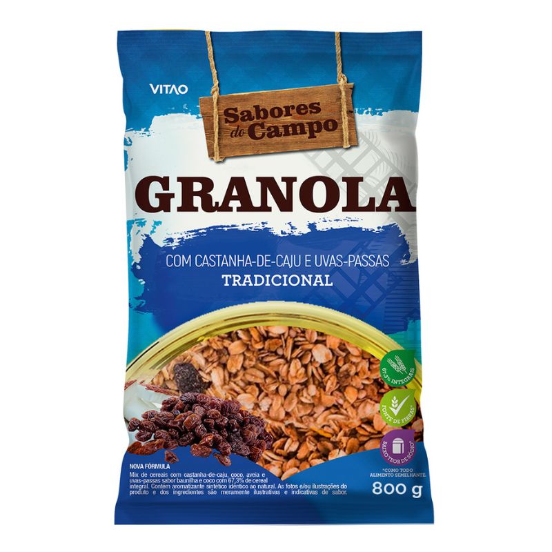 Granola Tradicional Com Castanhas De Caju e Uva Passas Vitao 800g