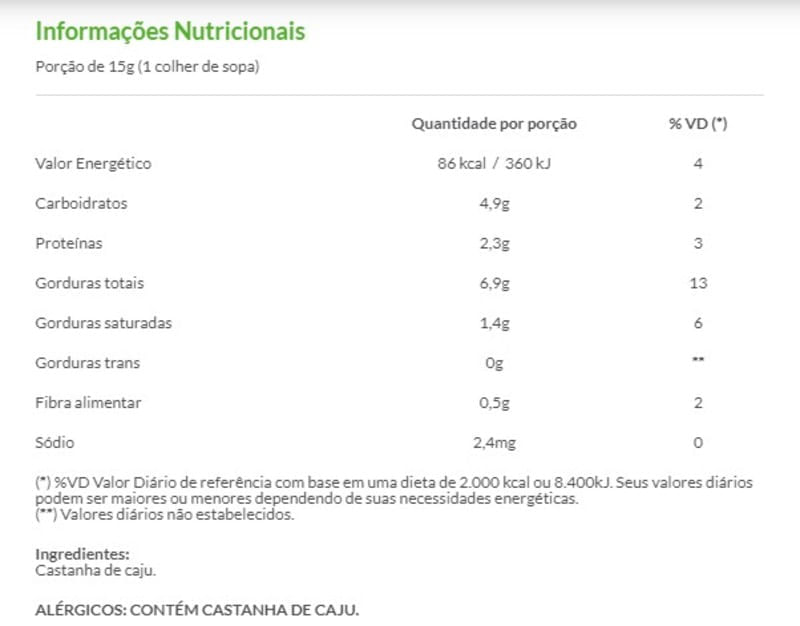 Pasta Castanha de Caju Integral Eat Clean 300g