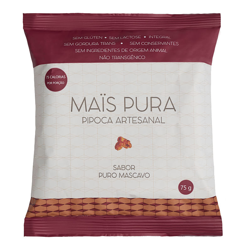 Pipoca Artesanal Puro Mascavo 75g - Maïs Pura