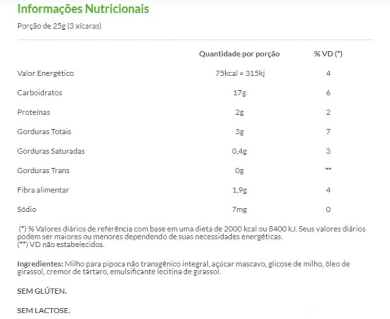 Pipoca Artesanal Puro Mascavo 75g - Maïs Pura