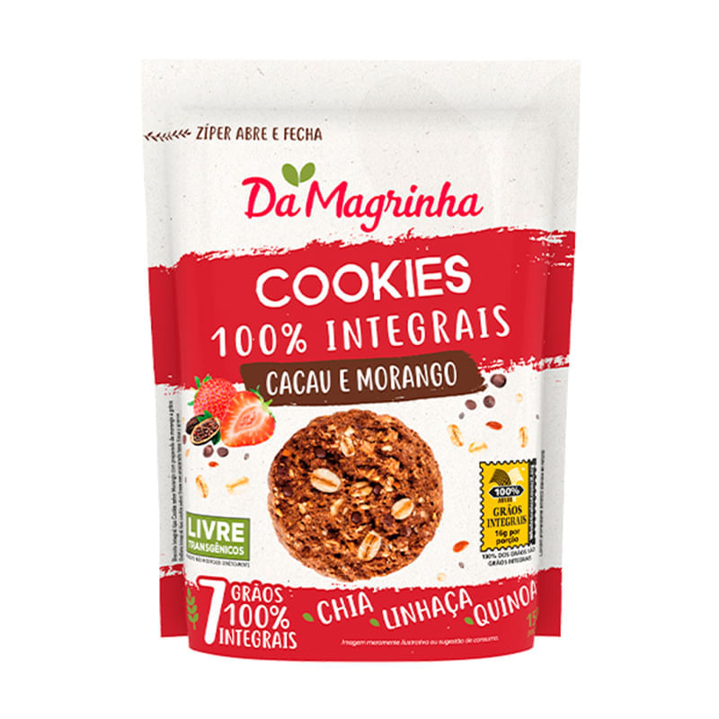 Cookies Integral Cacau e Morango 150g - Da Magrinha