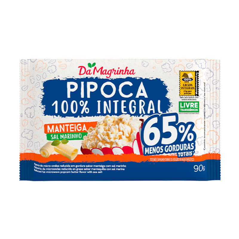 Pipoca Micro-ondas Integral Manteiga 90g - Da Magrinha