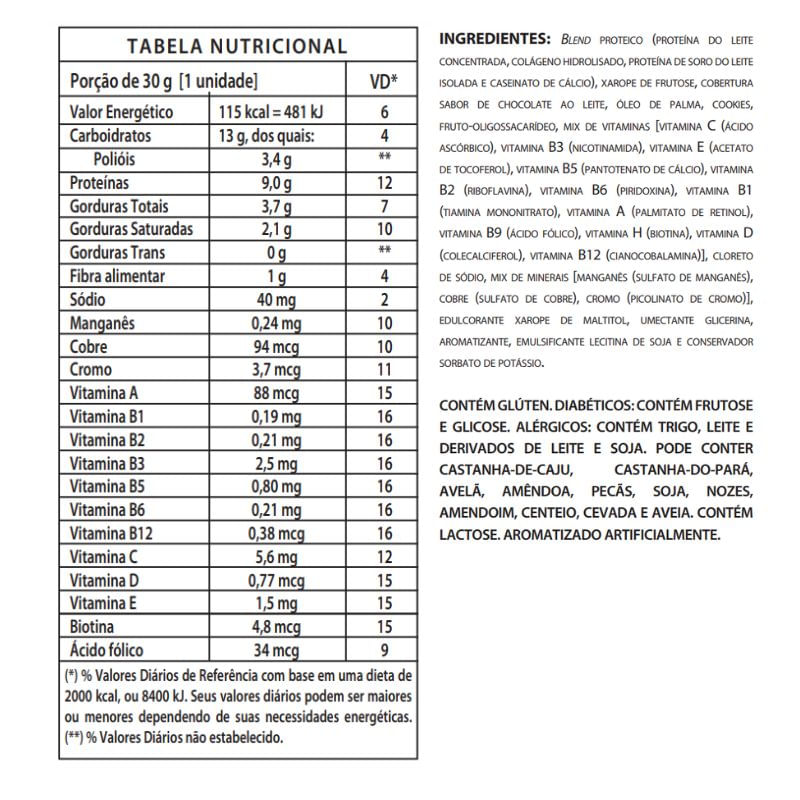 VO2 Whey Bar Cookies Integralmedica 30g