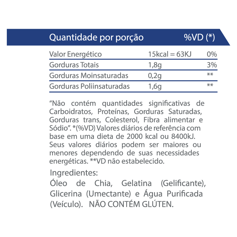 Óleo de Chia Vitaminlife 60 cápsulas