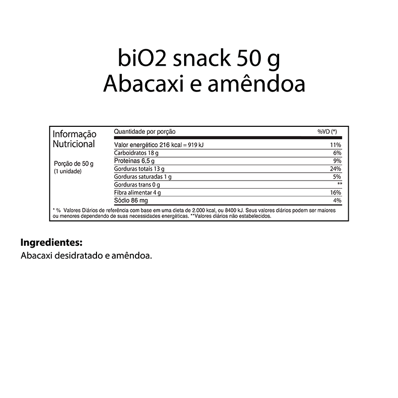 biO2 Snack Abacaxi & Amêndoa 50g - biO2