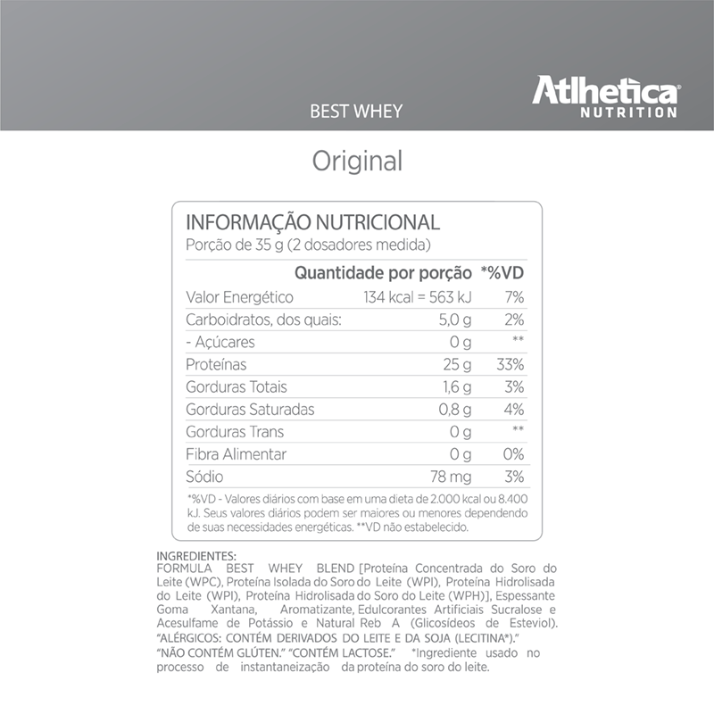 Best Whey 25G Protein Original Atlhetica 900g + 100g grátis