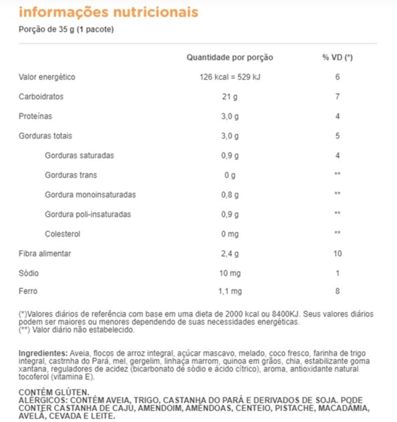 Granó Integral Castanha e Coco 35g - Da Magrinha