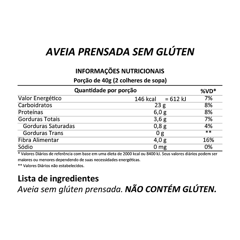 Aveia Prensada sem Glúten   250g - Estar bem