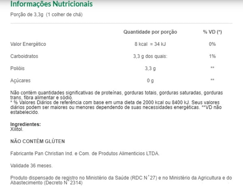 Xilitol Adoçante Natural 270g - MV Seleção