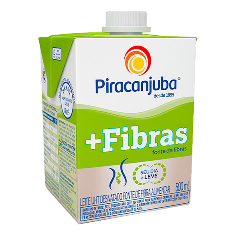 Leite UHT Desn Funcional + Fibra 500ml - Piracanjuba