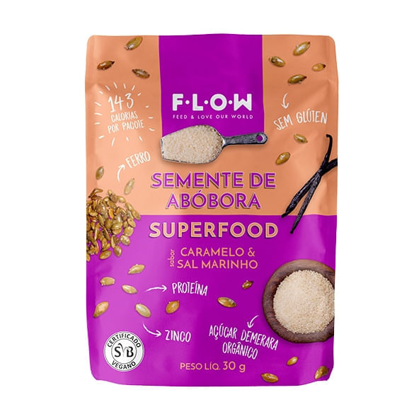 Snack Semente de Abóbora Caramelo e Sal marinho, Flow Foods