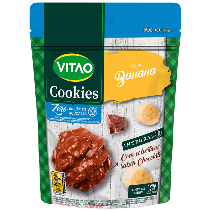 Cookies Zero Banana Cobertura Chocolate Vitao 120g