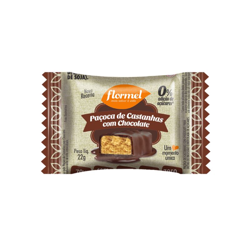 Paçoca Castanha Chocolate Zero Flormel 25g