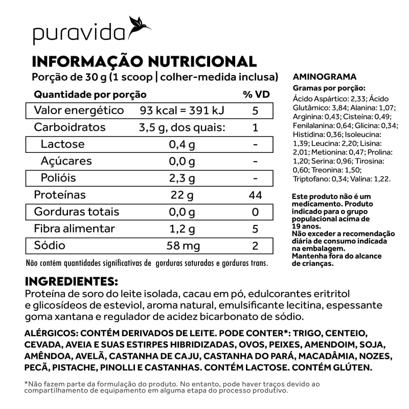 Whey Protein 100% Iso Dark Choco Puravida 450g