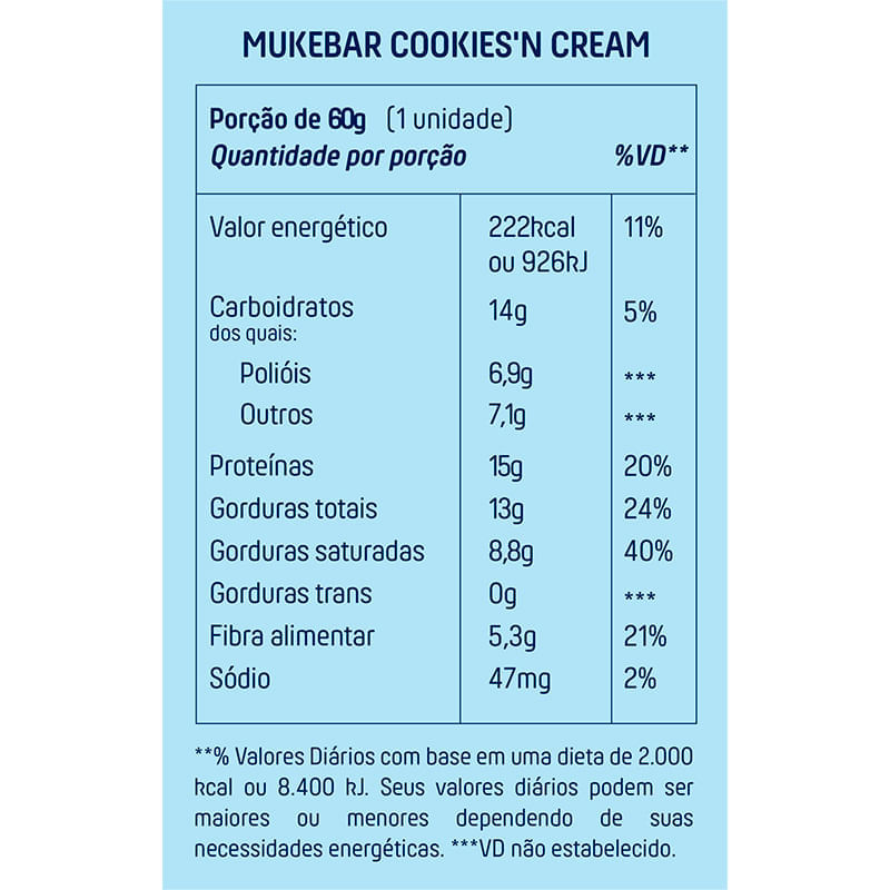 Muke Barra Cookies N Cream Mais Mu 60g