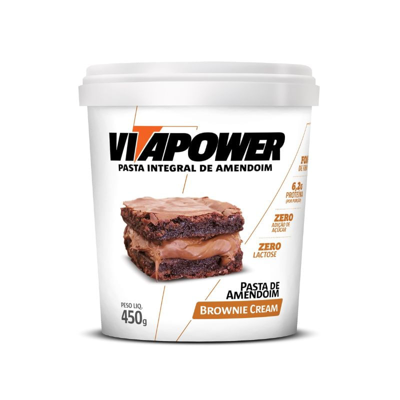 Pasta de Amendoim Brownie Cream Vitapower 450g