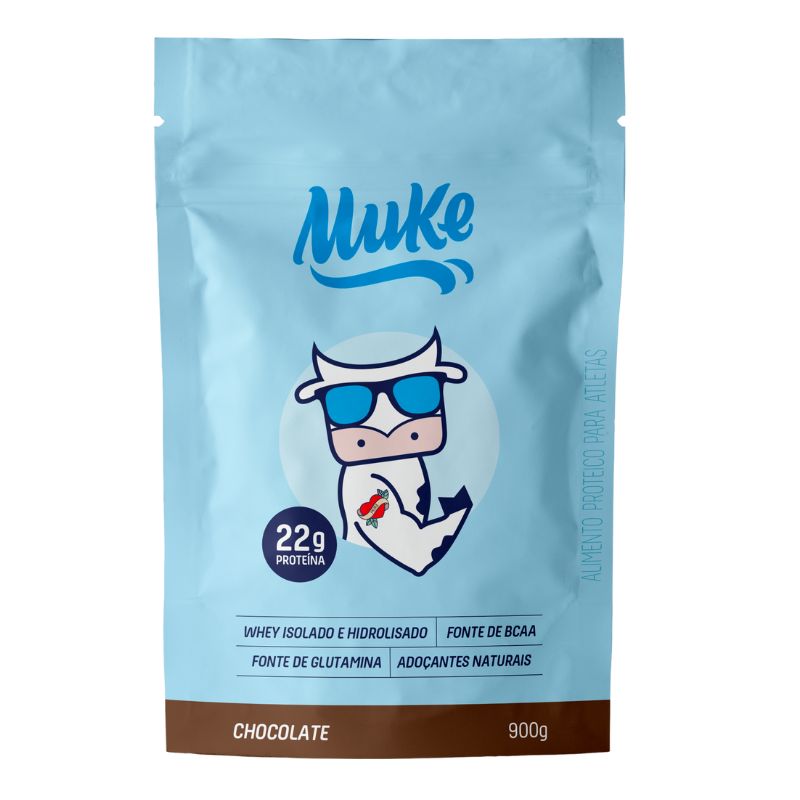 Whey Isolado e Hidrolisado Muke Chocolate Refil Mais Mu 900g