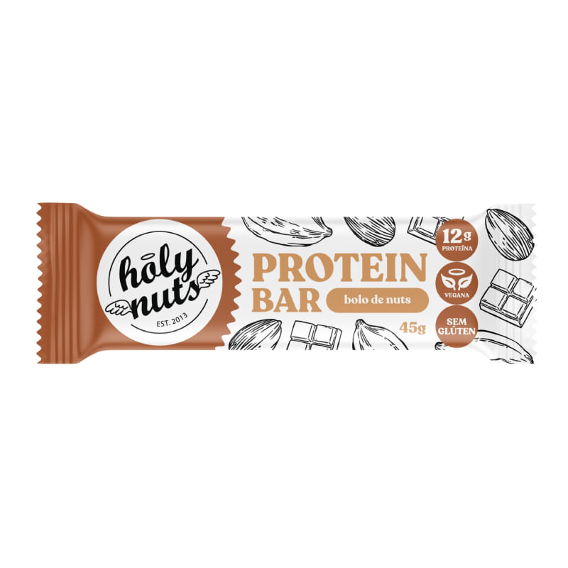 Barra de Proteína Vegana Bolo de Nuts Holy Nuts 45g