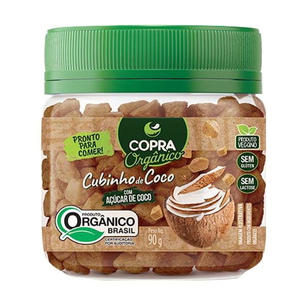 Cubinho de Coco Org. com Açúcar de Coco 90g - Copra Coco