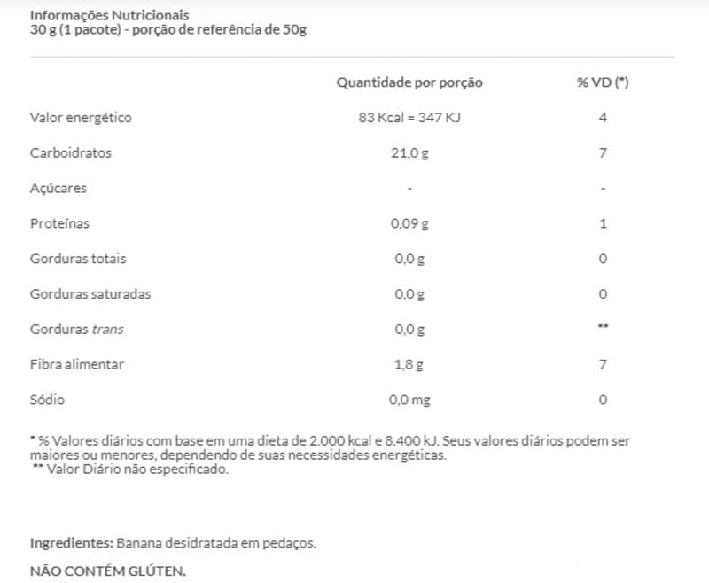 Banana Desidratada Fit Food 30 g
