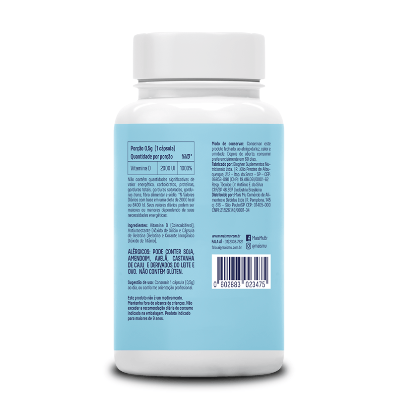 Vitamina D 60 cápsulas - Mais Mu