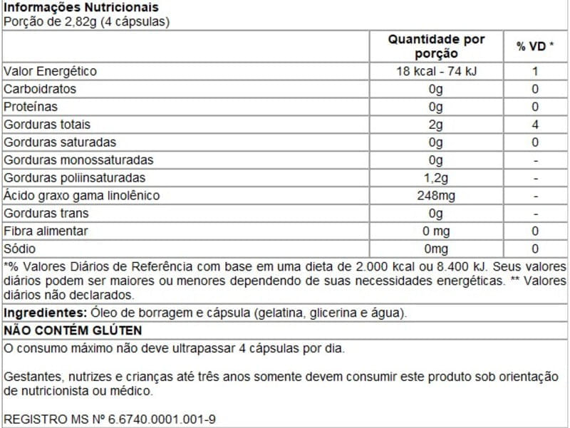 Óleo de Borragem 500mg 60caps - Naiak