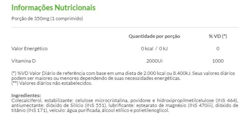 Vitamina D3 2000 UI 120 comprimidos - Naturalis