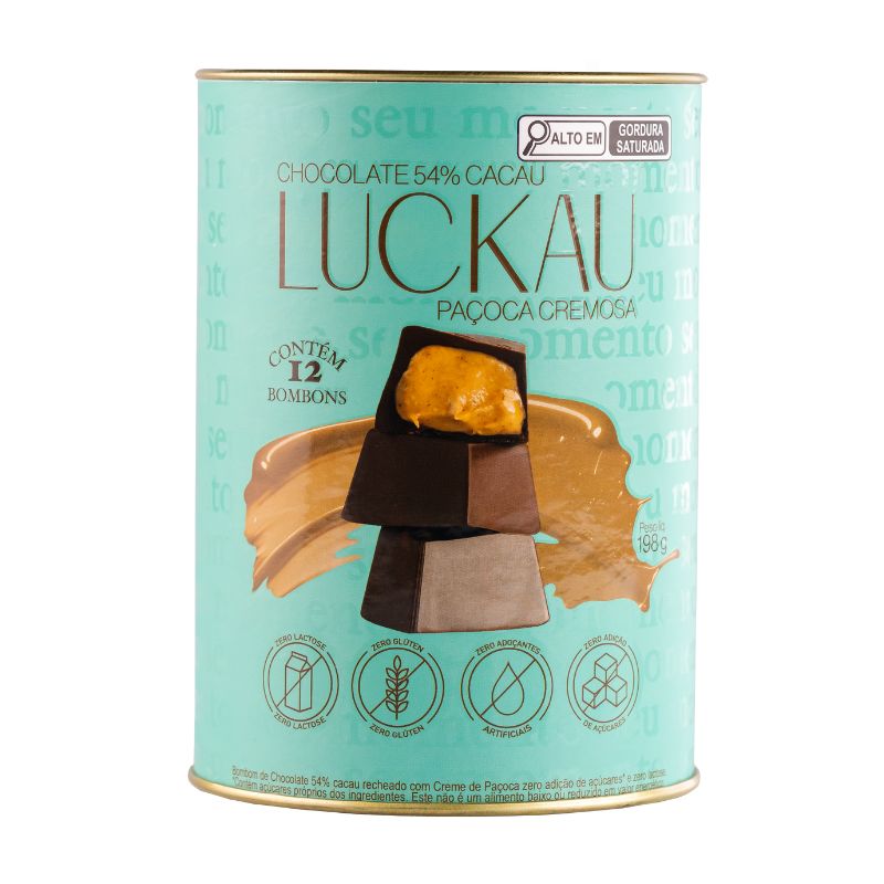 Bombom Choco 54% Cacau Paçoca Luckau 198g