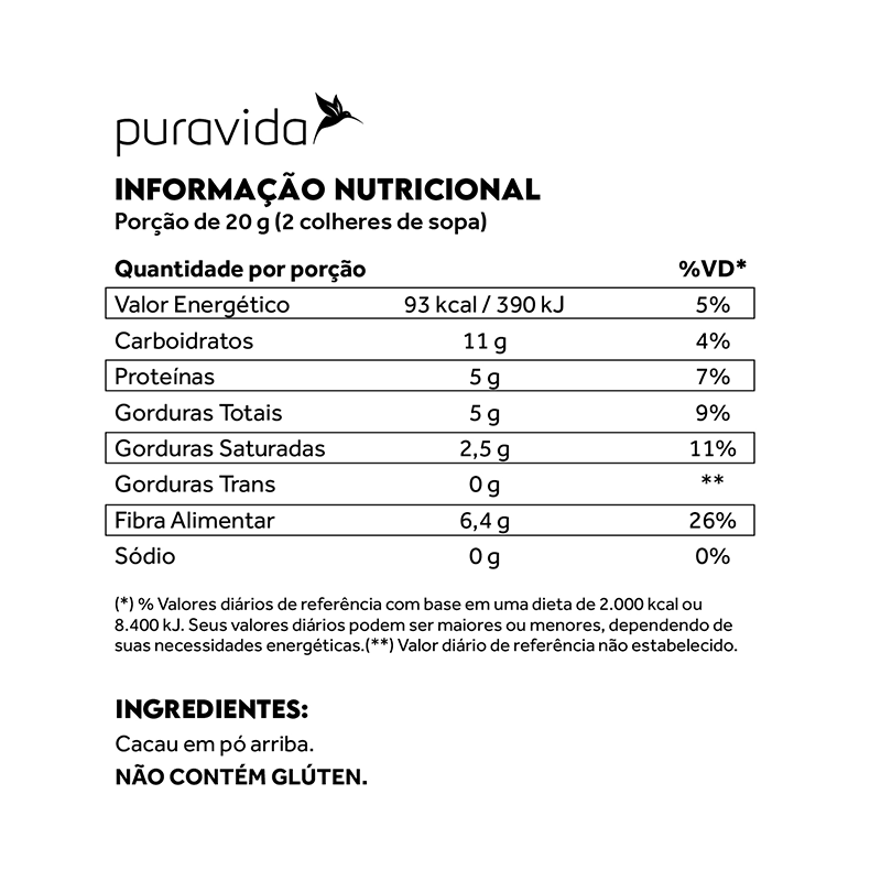 Cacau em pó Premium PuraVida 250g