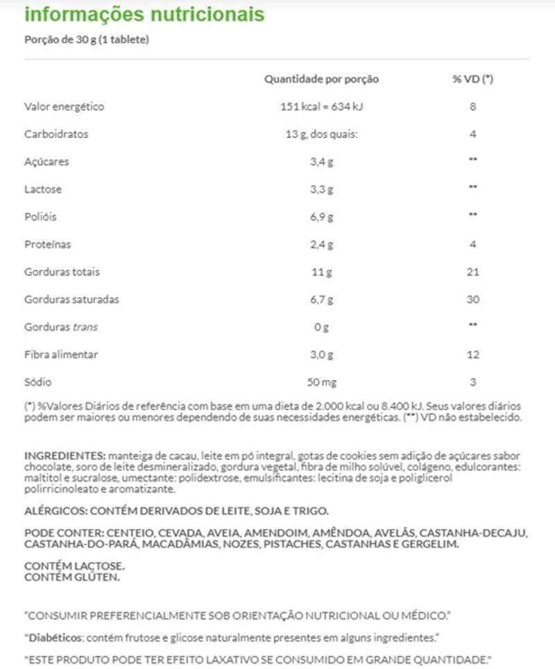 Chocolate Branco Cookies Cream 30g - Linea