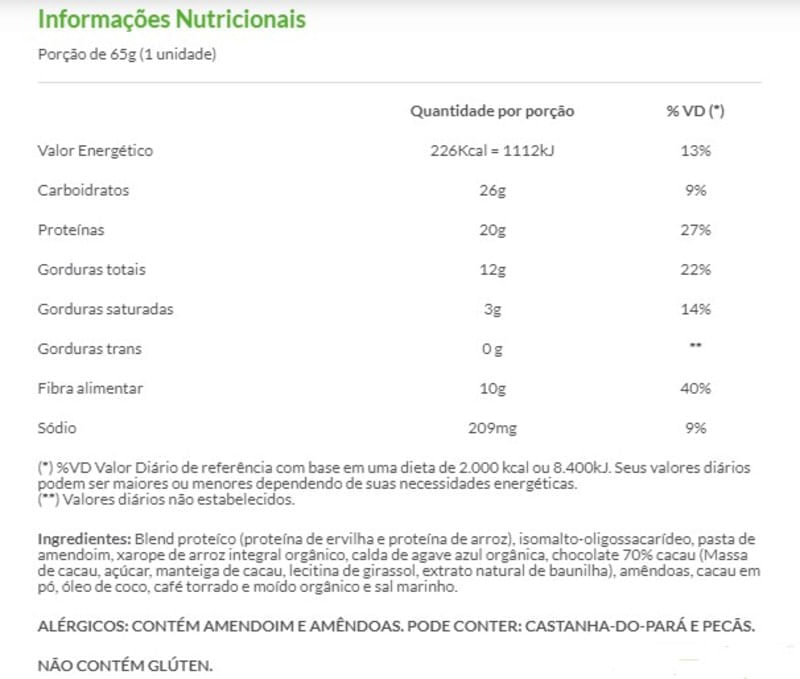 Barra de Proteína Vegana Caffè Mocha 65g - Hart's Natural