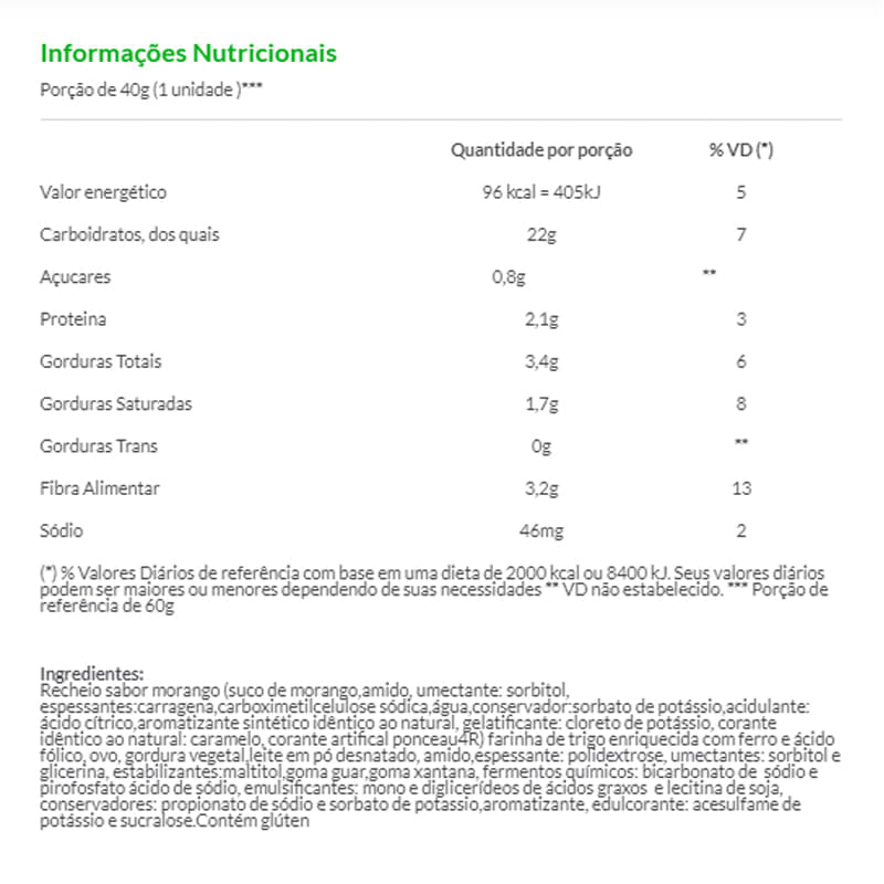 Bolinho de Baunilha com Morango sem Açúcar 40g - Suavipan
