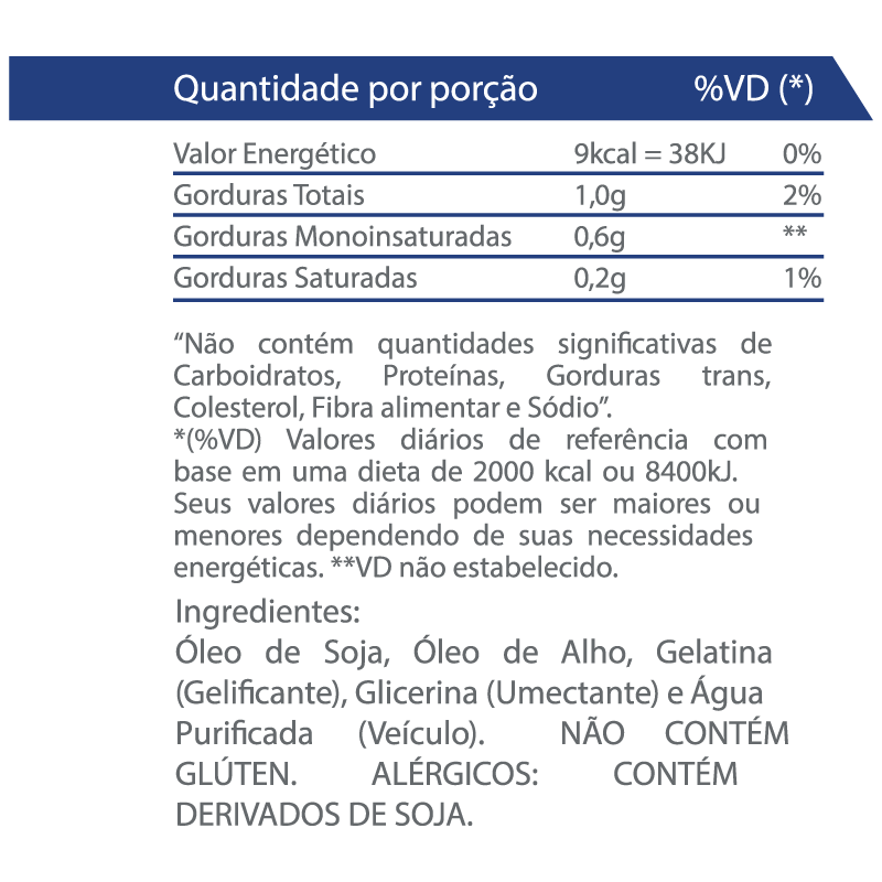 Óleo de Alho Vitaminlife 250mg- 60 cápsulas