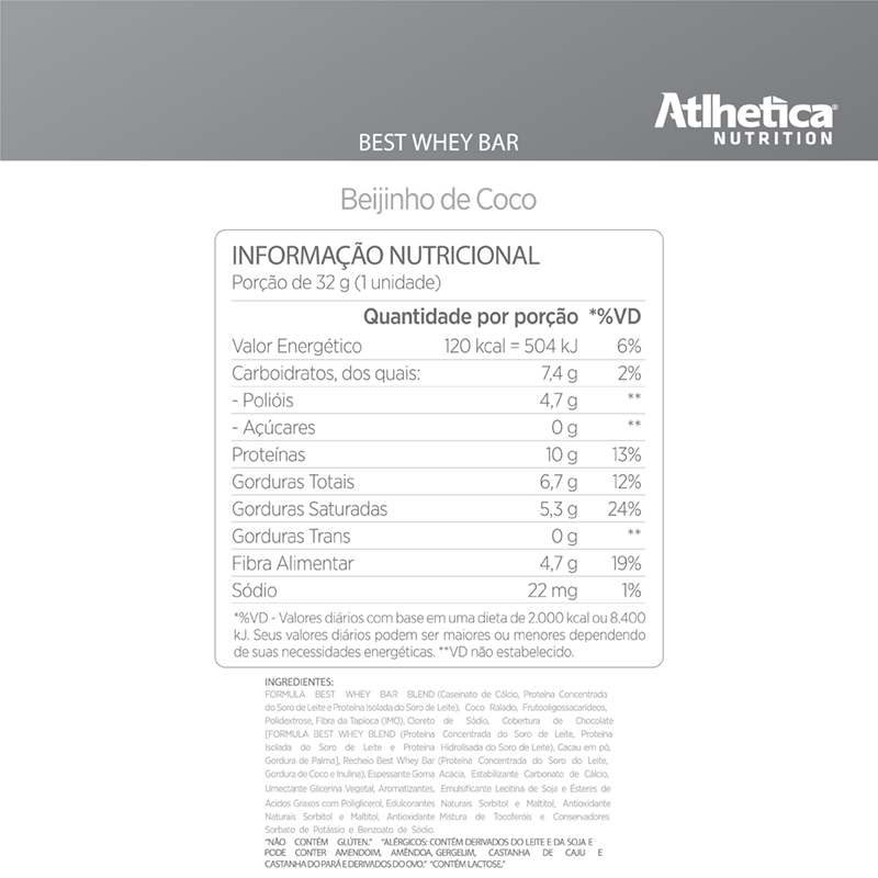 Best Whey Bar Beijinho de Coco Atlhetica 32g