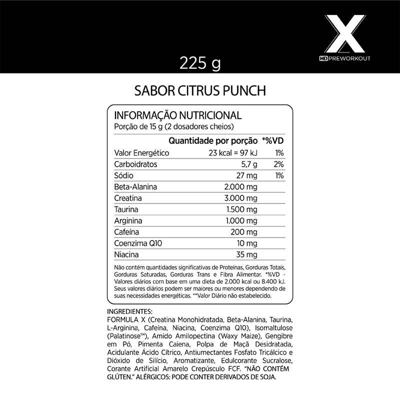 X HD Pre Workout Citrus Punch 225g - Atlhetica