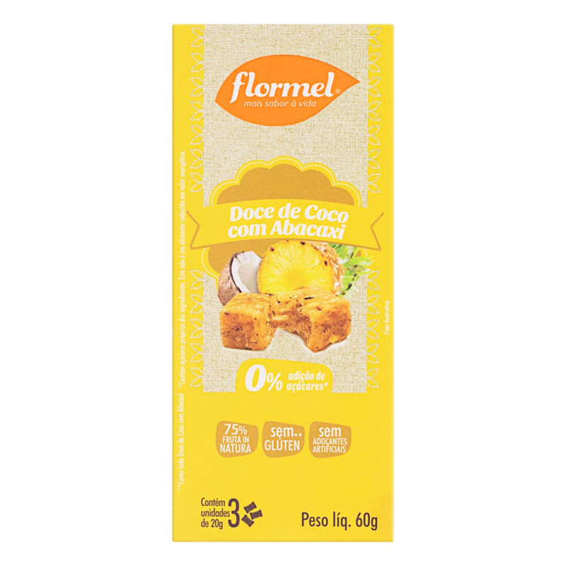 Doce de Abacaxi com Coco Zero 3un 60g- Flormel