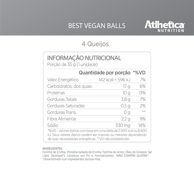 Snack Best Vegan Balls 4 Queijos Atlhetica 35g
