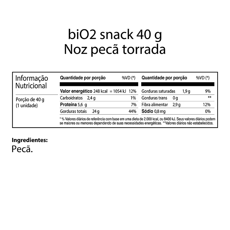 biO2 Snack Noz Pecã Torrada 40g - biO2